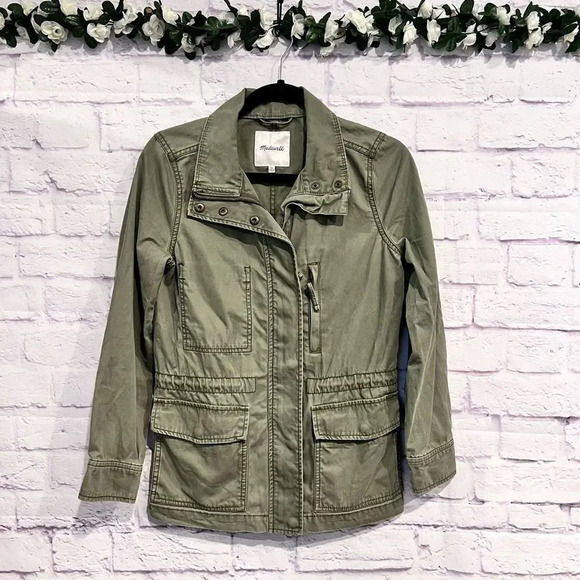 Madewell Fleet Utility Jacket Size XS Green Full Zipper Adjustable Waist - Picture 2 of 13